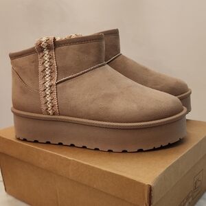 Cream Suede Winter & Rain Boots